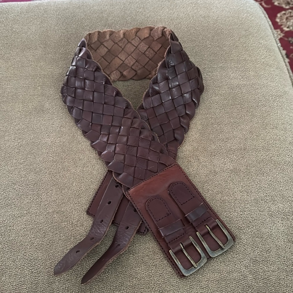 THE LIMITED Braided Belt Genuine Leather Brown Women's Large (TD)